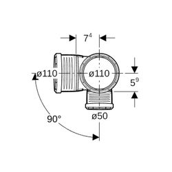 Geberit Silent-PP Kombibogeneckabzweig 87,5 Grad rechts d 110mm, d1 110mm, d2 50mm... GEBERIT-390565141 4025416296232 (Abb. 1)
