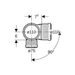 Geberit Silent-PP Kombibogeneckabzweig 87,5 Grad links d 110mm, d1 110mm, d2 75mm... GEBERIT-390561141 4025416200338 (Abb. 1)