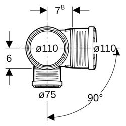 Geberit Silent-PP Kombibogeneckabzweig 87,5 Grad links D 110mm, D1 110mm, D2 75mm... GEBERIT-390561141 4025416200338 (Abb. 1)