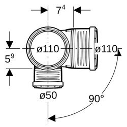 Geberit Silent-PP Kombibogeneckabzweig 87,5 Grad links, D 110mm, D1 110mm, D2 50mm... GEBERIT-390578141 4025416296300 (Abb. 1)