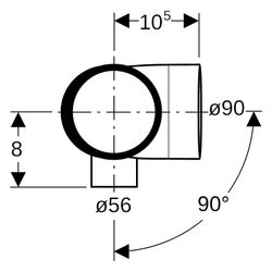 Geberit Silent db20 Kombibogeneckabzweig 88,5 Grad links D 90mm, D1 90mm, D2 56mm... GEBERIT-308817141 4025416296423 (Abb. 1)