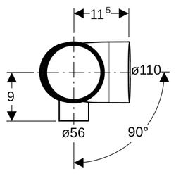Geberit Silent db20 Kombibogeneckabzweig 88,5 Grad links D 110mm, D1 110mm, D2 56mm... GEBERIT-310117141 4025416296409 (Abb. 1)