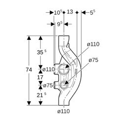 Geberit PE Sovent Formstück d 110mm, d1 110mm, d2 75mm... GEBERIT-367614161 4025416292661 (Abb. 1)