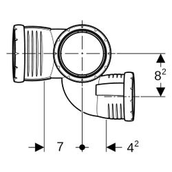 Geberit Silent-Pro Schachtbogenabzweig 87,5 Grad links D 90mm, D1 75mm, D2 90mm... GEBERIT-393464141 4025416454465 (Abb. 1)