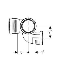 Geberit Silent-Pro Schachtbogenabzweig 87,5 Grad links d 110mm, d1 75mm, d2 90mm... GEBERIT-393554141 4025416456261 (Abb. 1)