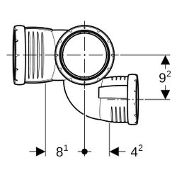 Geberit Silent-Pro Schachtbogenabzweig 87,5 Grad links D 110mm, D1 75mm, D2 90mm... GEBERIT-393554141 4025416456261 (Abb. 1)