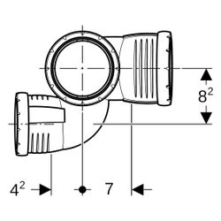 Geberit Silent-Pro Schachtbogenabzweig 87,5 Grad rechts D 90mm, D1 75mm, D2 90mm... GEBERIT-393463141 4025416454496 (Abb. 1)