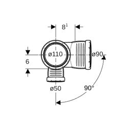 Geberit Silent-Pro Kombibogeneckabzweig 87,5 Grad links d 110mm, d1 90mm, d2 50mm... GEBERIT-393570141 4025416461036 (Abb. 1)