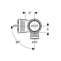 Geberit Silent-Pro Kombibogeneckabzweig 87,5 Grad rechts d 110mm, d1 90mm, d2 50mm... GEBERIT-393562141 4025416461241 (Abb. 1)