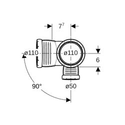 Geberit Silent-Pro Kombibogeneckabzweig 87,5 Grad rechts d 110mm, d1 110mm, d2 50mm... GEBERIT-393565141 4025416461449 (Abb. 1)