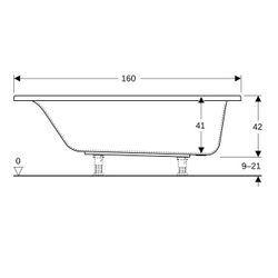 Geberit Renova Plan Rechteckbadewanne 160x75cm, Gesamtvolumen 196l... GEBERIT-554303011 4025410711014 (Abb. 1)