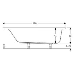 Geberit Renova Plan Rechteckbadewanne 170x75cm, Gesamtvolumen 212l... GEBERIT-554305011 4025410711038 (Abb. 1)