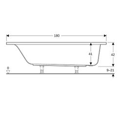 Geberit Renova Plan Rechteckbadewanne 180x80cm, Gesamtvolumen 242l... GEBERIT-554306011 4025410711045 (Abb. 1)