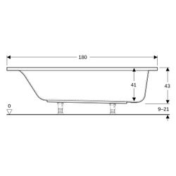 Geberit Renova Plan Rechteckbadewanne 180x80cm, Gesamtvolumen 242l... GEBERIT-554306011 4025410711045 (Abb. 1)