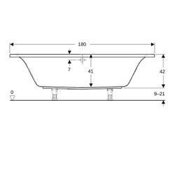 Geberit Renova Plan Rechteckbadewanne Duo 180x80cm, Gesamtvolumen 219l... GEBERIT-554307011 4025410710505 (Abb. 1)