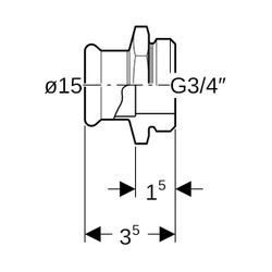 Geberit Mapress Edelstahl Übergang mit Außengewinde G d 15mm, G 3/4″... GEBERIT-31731 4024723317319 (Abb. 1)