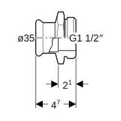 Geberit Mapress Edelstahl Übergang mit Außengewinde G d 35mm, G 1 1/2″... GEBERIT-31735 4024723317357 (Abb. 1)