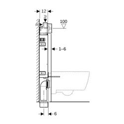 Geberit KombifixBasic Element für Wand-WC 108cm, mit Delta Unterputzspülkasten 12cm... GEBERIT-110100001 4025416799856 (Abb. 1)