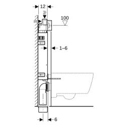 Geberit KombifixBasic Element für Wand-WC 108cm, mit Delta Unterputzspülkasten 12cm... GEBERIT-110100001 4025416799856 (Abb. 1)