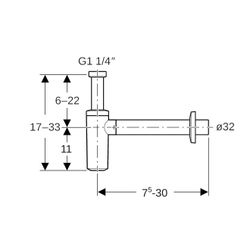 Geberit Tauchrohrsiphon für Waschbecken Abgang horizontal Steckdichtung Wandrosette ... GEBERIT-151024211 4025416706250 (Abb. 1)