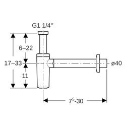 Geberit Tauchrohrsiphon für Waschbecken Abgang horizontal Steckdichtung Wandrosette ... GEBERIT-151025211 4025416706281 (Abb. 1)