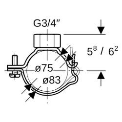 Geberit Rohrschelle, DN 70, G 3/4", 75mm, Stahl, Zink, 365842001... GEBERIT-365842001 4025410752284 (Abb. 1)