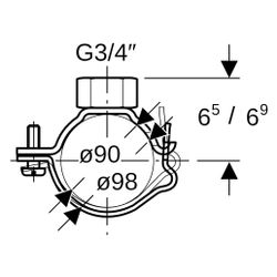Geberit Rohrschelle mit Gewindemuffe G 3/4", verstellbar, ID 90mm, DN 90, ID 1 98mm... GEBERIT-366842001 4025410752390 (Abb. 1)