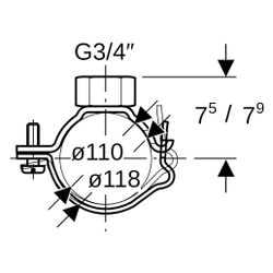 Geberit Rohrschelle mit Gewindemuffe G 3/4", verstellbar ID 110mm, DN 100, di1 118mm... GEBERIT-367842001 4025410752406 (Abb. 1)