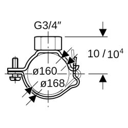 Geberit Rohrschelle mit Gewindemuffe G 3/4", verstellbar ID 160mm, DN 150, di1 168mm... GEBERIT-369842001 4025410752529 (Abb. 1)