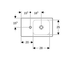 Geberit iCon Handwaschbecken, Ablagefläche links, 53x13,5x31cm, Hahnloch links, ohne... GEBERIT-124153600 4022009312577 (Abb. 1)