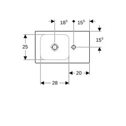 Geberit iCon Handwaschbecken, Ablagefläche rechts, 53x13,5x31cm, Hahnloch rechts, oh... GEBERIT-124053000 4022009312546 (Abb. 1)
