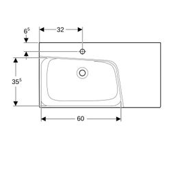 Geberit Xeno2 Waschtisch, Ablagefläche rechts, Breite 90cm, Tiefe 48cm, Hahnloch mit... GEBERIT-500533011 4025416605492 (Abb. 1)