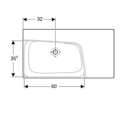 Geberit Xeno2 Waschtisch, Ablagefläche rechts, Breite 90cm, Tiefe 48cm, ohne Hahnloc... GEBERIT-500534011 4025416605522 (Abb. 1)