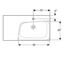 Geberit Xeno2 Waschtisch, Ablagefläche links, Breite 90cm, Tiefe 48cm, Hahnloch mitt... GEBERIT-500535011 4025416605546 (Abb. 1)