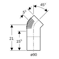 Geberit Silent db20 Bogen 45 Grad mit langem Schenkel Außendurchmesser 90mm... GEBERIT-308014141 4025410738172 (Abb. 1)