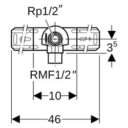 Geberit Anschlusswinkel 90 Grad mit Außengewinde MF 1/2", vormontiert, einfach, RMF ... GEBERIT-632851002 4025410759856 (Abb. 1)