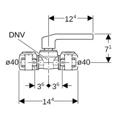 Geberit FlowFit Kugelhahn mit Betätigungshebel, d 40mm... GEBERIT-619854001 4025416604433 (Abb. 1)