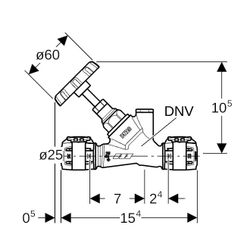 Geberit FlowFit Schrägsitz-Absperrventil CuSn4Zn2PS, d 25mm... GEBERIT-619832001 4025416603658 (Abb. 1)