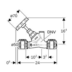 Geberit FlowFit Schrägsitz-Absperrventil CuSn4Zn2PS, d 50mm... GEBERIT-619835001 4025416603696 (Abb. 1)