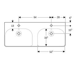 Geberit Smyle Square Doppelwaschtisch, Breite 120cm, Tiefe 48cm, Hahnloch mittig, Üb... GEBERIT-500223018 4025416357681 (Abb. 1)