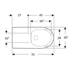 Geberit Renova Comfort Wand-WC Tiefspüler, verlängerte Ausladung, Rimfree Tiefe 70cm... GEBERIT-208570600 4022009335026 (Abb. 1)