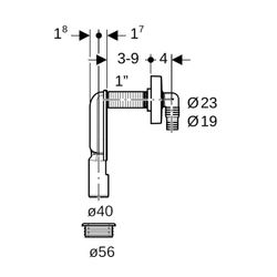 Geberit Unterputz-Geruchsverschluss für Geräte, mit einem Anschluss Außendurchmesser... GEBERIT-152235211 4025416743378 (Abb. 1)