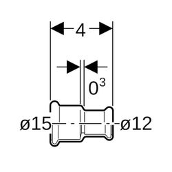 Geberit Mapress Kupfer Muffe reduziert, d 15mm, d1 12mm, Rotguss bleifrei... GEBERIT-62050 4024723620501 (Abb. 1)