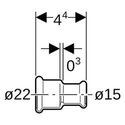 Geberit Mapress Kupfer Muffe reduziert, D 22mm, D1 15mm, Rotguss bleifrei... GEBERIT-62055 4024723620556 (Abb. 1)