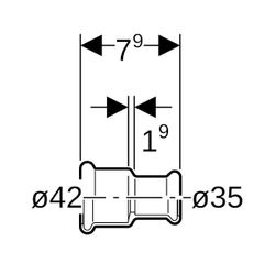 Geberit Mapress C-Stahl Muffe reduziert d 42mm, d1 35mm... GEBERIT-22023 4024723220237 (Abb. 1)
