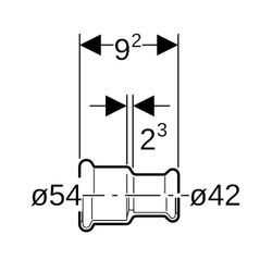 Geberit Mapress C-Stahl Muffe reduziert d 54mm, d1 42mm... GEBERIT-22025 4024723220251 (Abb. 1)