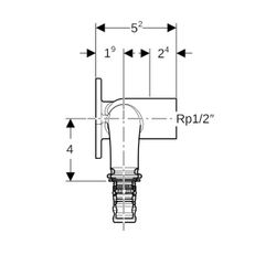 Geberit Mepla Doppelanschlusswinkel 90 Grad, d 20mm, Rp 1/2″, d1 16mm, L1 6,7cm, Rot... GEBERIT-602275005 4025416355052 (Abb. 1)