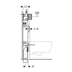 Geberit Kombifix Element für Wand-WC 108cm, mit Sigma Unterputzspülkasten 12cm... GEBERIT-110300005 4025416733881 (Abb. 1)