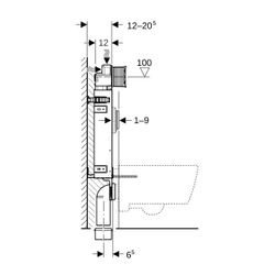 Geberit Kombifix Element für Wand-WC 108cm, mit Sigma Unterputzspülkasten 12cm, für ... GEBERIT-110367005 4025416933953 (Abb. 1)