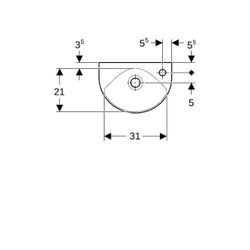 Geberit Renova Handwaschbecken verkürzte Ausladung, 36x14,8x25cm, Hahnloch rechts, Ü... GEBERIT-500374011 4025416853169 (Abb. 1)